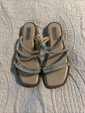 Steve Madden Beige Strappy Crystal-Embellished Sandals